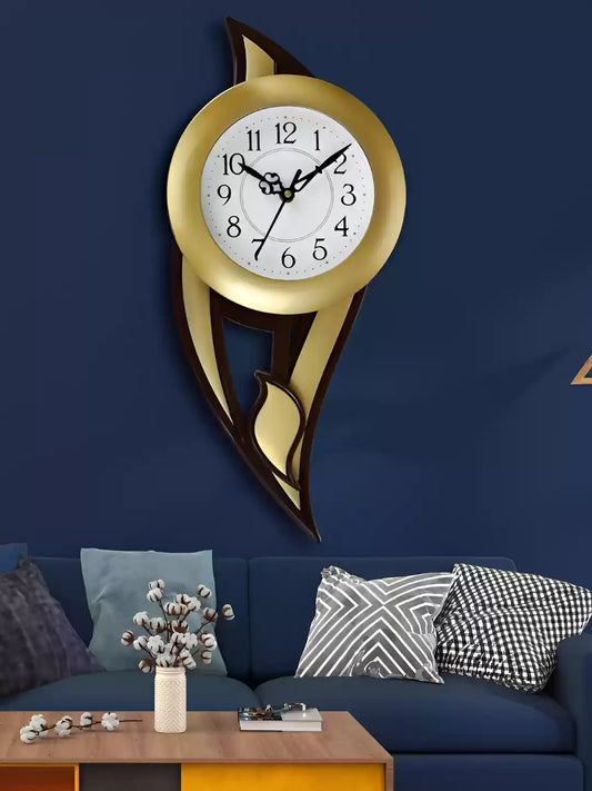Buy Attractionz Gold-Toned Round Analogue Pendulum Wall Clock - Clocks for Unisex